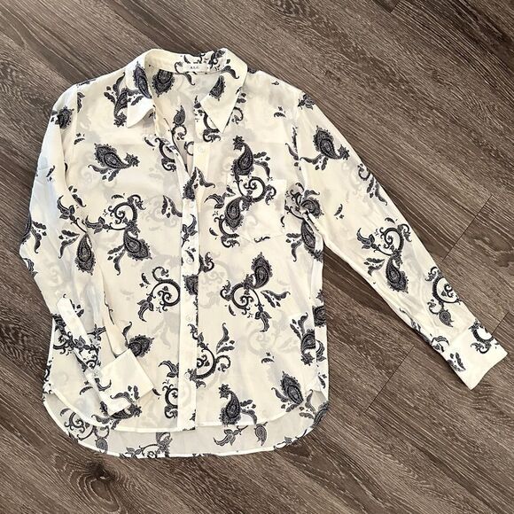 A.L.C. Scott Button-Front Long-Sleeve Silk Blouse - Picture 1 of 7